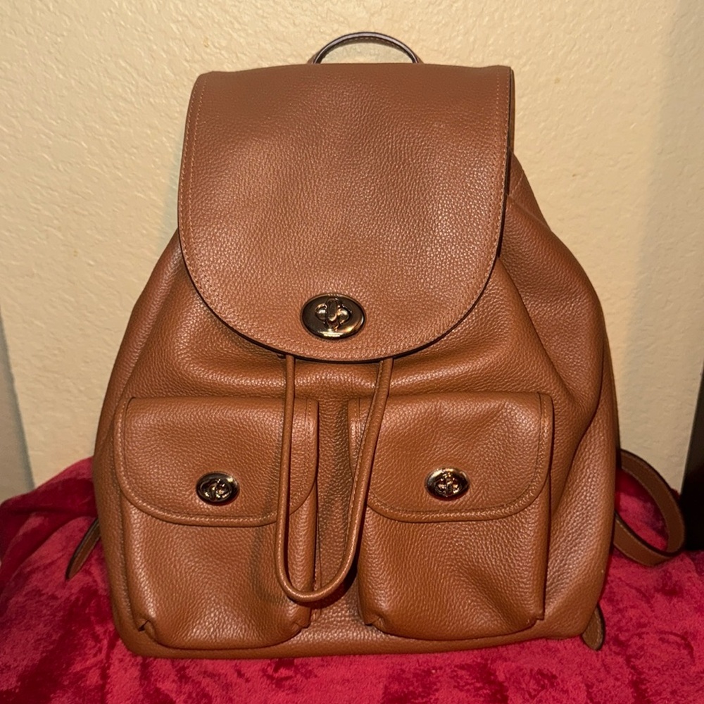 Coach Saddle Pebble Leather Rucksack Back Pack